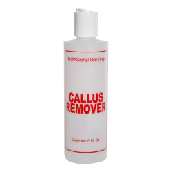 8 oz. Natural HDPE Cylinder Bottle with 24/410 White Disc Top Cap & Red "Callus Remover" Embossed