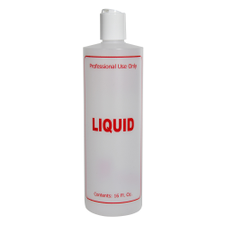 16 oz. Natural HDPE Cylinder Bottle with 24/410 White Disc Top Cap & Red "Liquid" Embossed