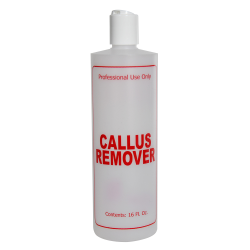 16 oz. Natural HDPE Cylinder Bottle with 24/410 White Disc Top Cap & Red "Callus Remover" Embossed