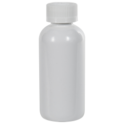 4 oz. White PET Traditional Boston Round Bottle with 24/410 White Ribbed CRC Cap with F217 Liner
