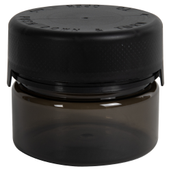 7.5 oz./225cc Translucent Black PET Aviator Container with Black CR Cap & Seal
