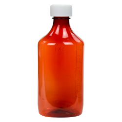 12 oz. Amber PET Oval Liquid Bottle with 28mm CR Cap