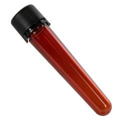 100mm Amber PET Aviator Tube with Black Cap & Seal