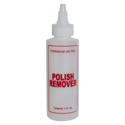 4 oz. Natural HDPE Cylinder Bottle with 24/410 Twist Open/Close Cap & Red "Polish Remover" Embossed