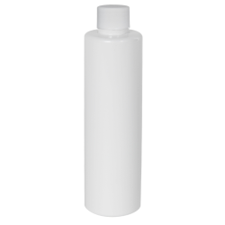 4 oz. White Slim PET Cylinder Bottle with 24/410 White Ribbed Cap with F217 Liner