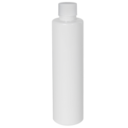 6 oz. White Slim PET Cylinder Bottle with 24/410 White Ribbed Cap with F217 Liner