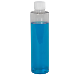 4 oz. Clear Slim PET Cylinder Bottle with 24/410 White Ribbed CRC Cap with F217 Liner