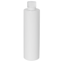 4 oz. White Slim PET Cylinder Bottle with 24/410 White Ribbed CRC Cap with F217 Liner