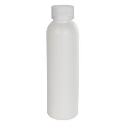 4 oz. White HDPE Cosmo Bottle with 24/410 White Ribbed CRC Cap with F217 Liner