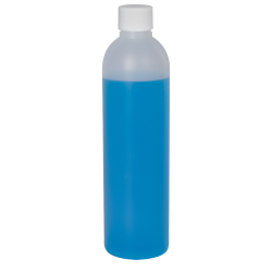 8 oz. Natural HDPE Cosmo Bottle with 24/410 White Ribbed Cap with F217 Liner