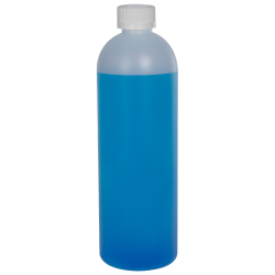 16 oz. Natural HDPE Cosmo Bottle with 24/410 White Ribbed CRC Cap with F217 Liner