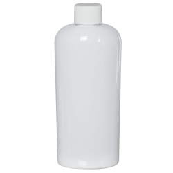 4 oz. White PET Cosmo Oval Bottle with 20/410 White Ribbed Cap with F217 Liner