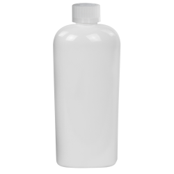 8 oz. White PET Cosmo Oval Bottle with 24/410 White Ribbed CRC Cap with F217 Liner
