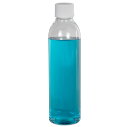 6 oz. Cosmo High Clarity PET Round Bottle with 24/410 White Ribbed Cap with F217 Liner