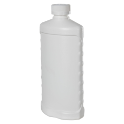 16 oz. White HDPE Bottle with Side Grips & 28/410 White Ribbed CRC Cap with F217 Liner
