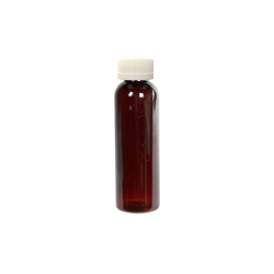2 oz. Light Amber PET Cosmo Round Bottle with 20/410 White Ribbed CRC Cap with F217 Liner