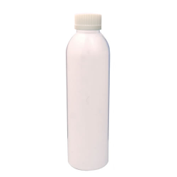 6 oz. White PET Cosmo Round Bottle with 24/410 White Ribbed CRC Cap with F217 Liner