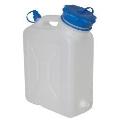10 Liter Wide Mouth HDPE Jerrican with Blue Vented Cap & 3/4" Threaded Connector