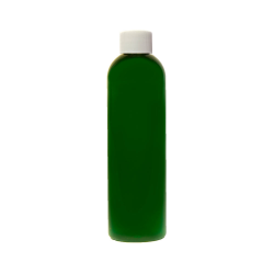 6 oz. Dark Green PET Cosmo Round Bottle with 24/410 White Ribbed Cap with F217 Liner