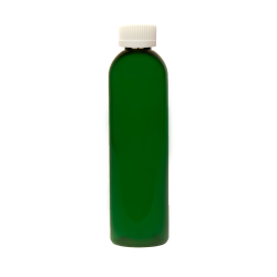 8 oz. Dark Green PET Cosmo Round Bottle with 24/410 White Ribbed CRC Cap with F217 Liner