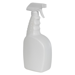 32 oz. White HDPE Trigger Spray Bottle with 28/400 White Polypropylene Sprayer