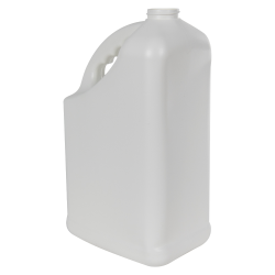 128 oz. White HDPE PCR Slant Handle Jug with 38/400 Neck (Cap Sold Separately)