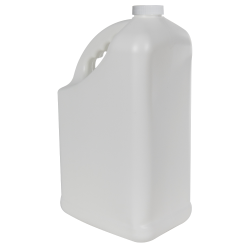 128 oz. White HDPE PCR Slant Handle Jug with 38/400 White Ribbed Cap with F217 Liner