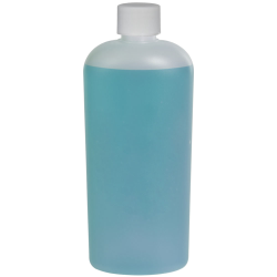 12 oz. Natural HDPE Oval Bottle with 24/410 White Ribbed Cap with F217 Liner