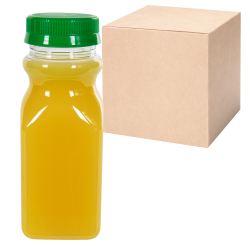 8 oz. Clear PET Square Bottles with 43mm Tamper Evident Caps - Case of 184
