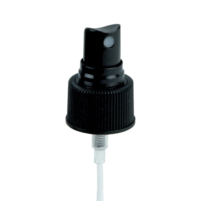 24/410 Black Ribbed Finger Sprayer - 6" Dip Tube (approx.) & 0.16mL Output