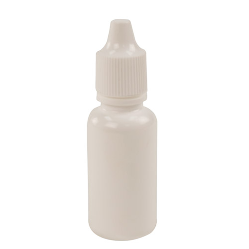 15mL White LDPE Boston Round Bottle with White 15mm Dropper Cap