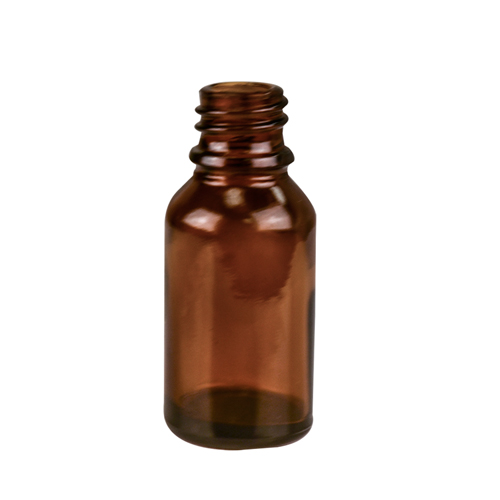 30mL/1 oz. Amber Glass Boston Round Bottle with 18mm Neck (Cap Sold Separately)