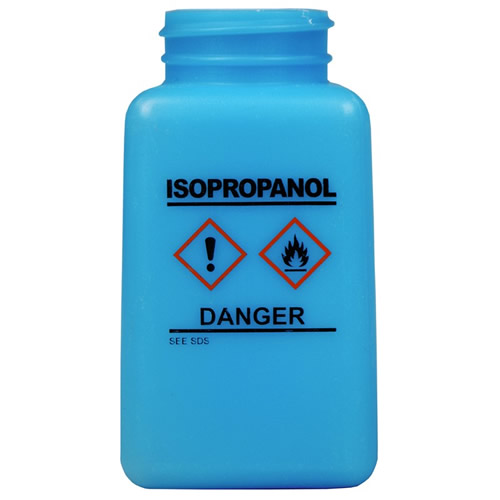 6 oz. durAstatic® Blue HDPE Bottle with Isopropanol HCS Label  (Pump Sold Separately)