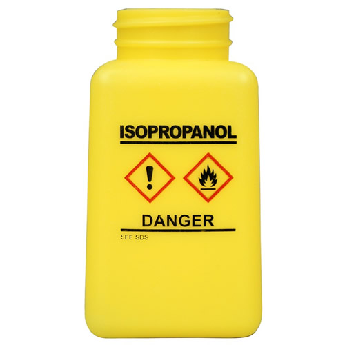 6 oz. durAstatic® Yellow HDPE Bottle with Isopropanol HCS Label  (Pump Sold Separately)