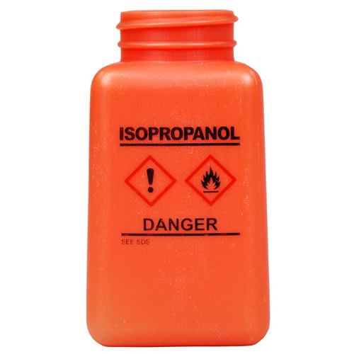 6 oz. durAstatic® Orange HDPE Bottle with Isopropanol HCS Label  (Pump Sold Separately)
