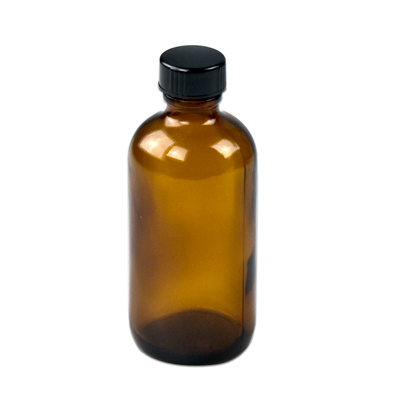 4 oz. Amber Boston Round Glass Bottles with 22/400 Polycone-lined Caps