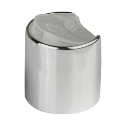 24/410 Silver & Natural Polypropylene Dispensing Disc-Top Cap with 0.310" Orifice