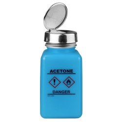 6 oz. DurAstitic™ Blue HDPE Bottle with Acetone HCS Label with Pump