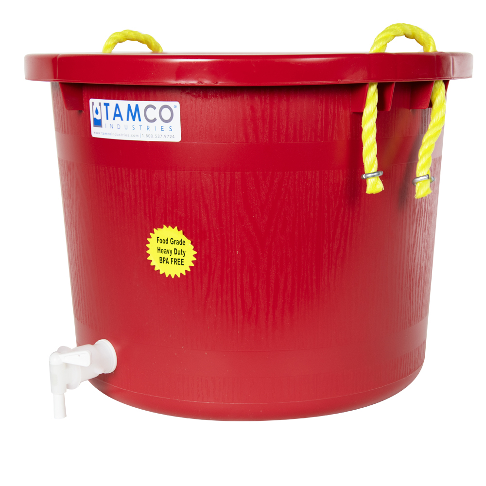 10 Gallon Red MultiPurpose Bucket Modified by Tamco® with Spigot U.S. Plastic Corp.
