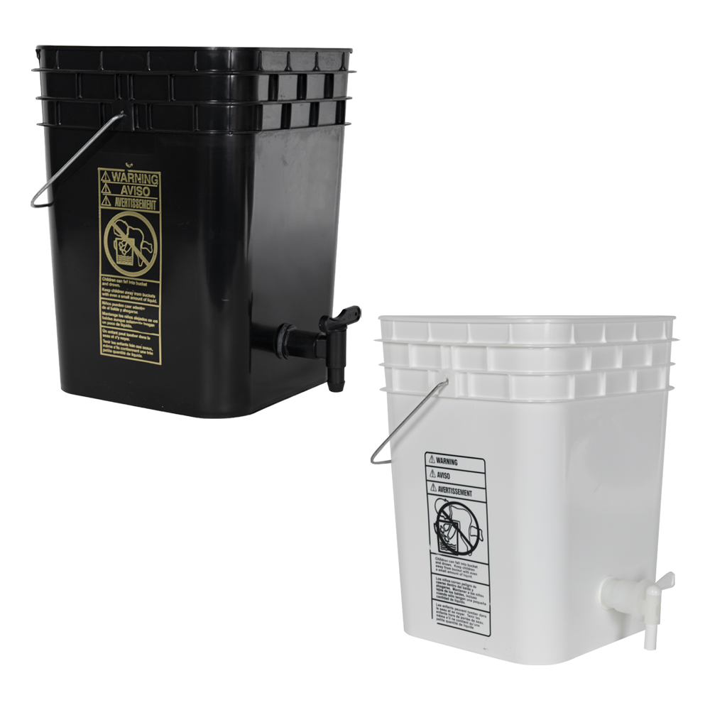 Tamco® Modified Premium 4 Gallon Square Buckets with Spigots U.S