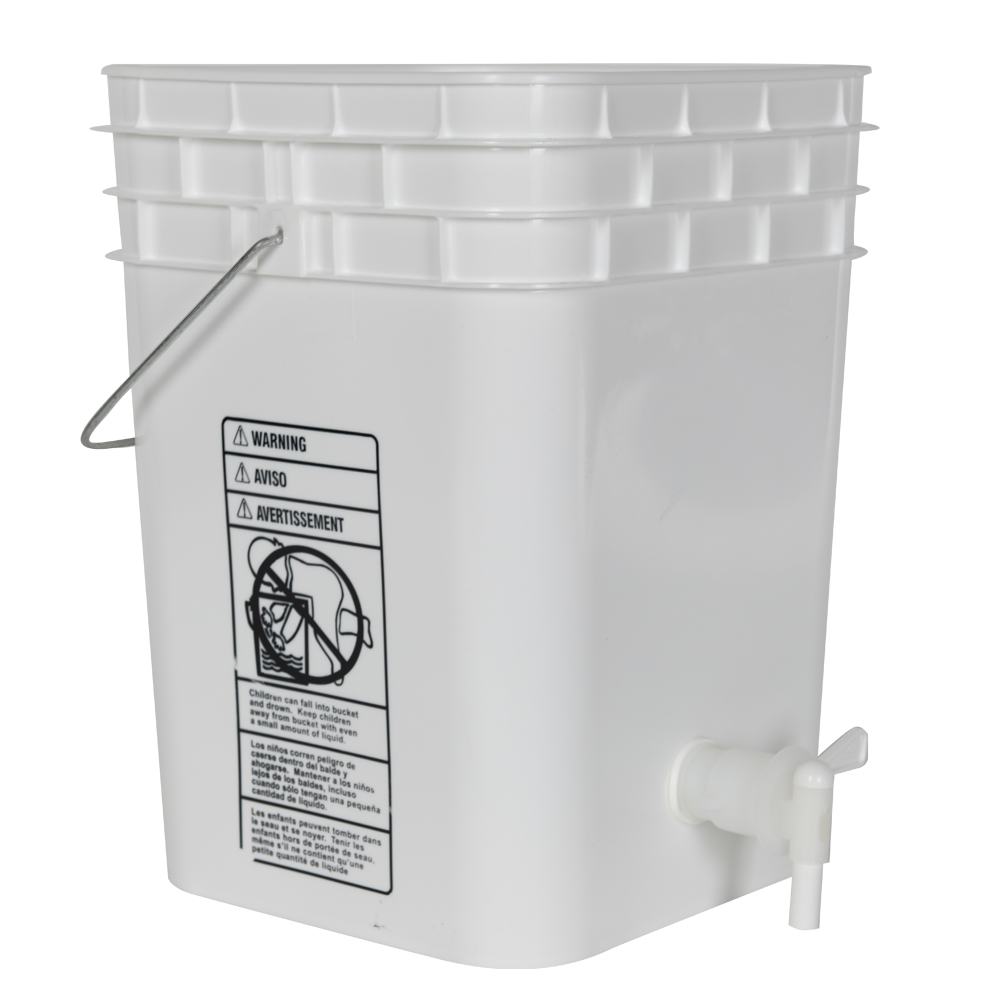 Premium White 4 Gallon Tamco® Modified Square Bucket with Spigot U.S