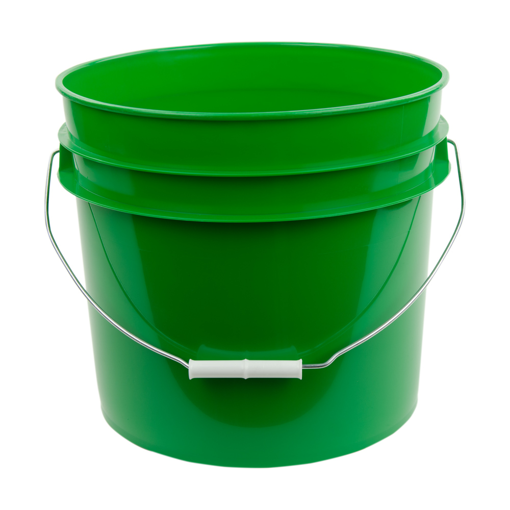 31/2 Gallon Green HDPE Economy Round Bucket with Wire Bail Handle