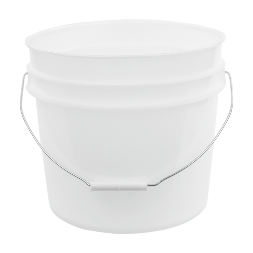 31/2 Gallon Natural HDPE Economy Round Bucket with Wire Bail Handle & Plastic Hand Grip (Lid