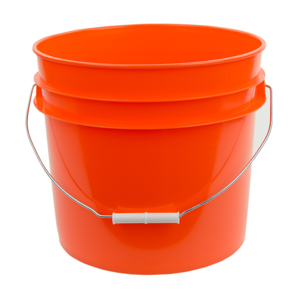 2 Gallon Orange Paint Bucket – Durable HDPE Plastic, Made In USA