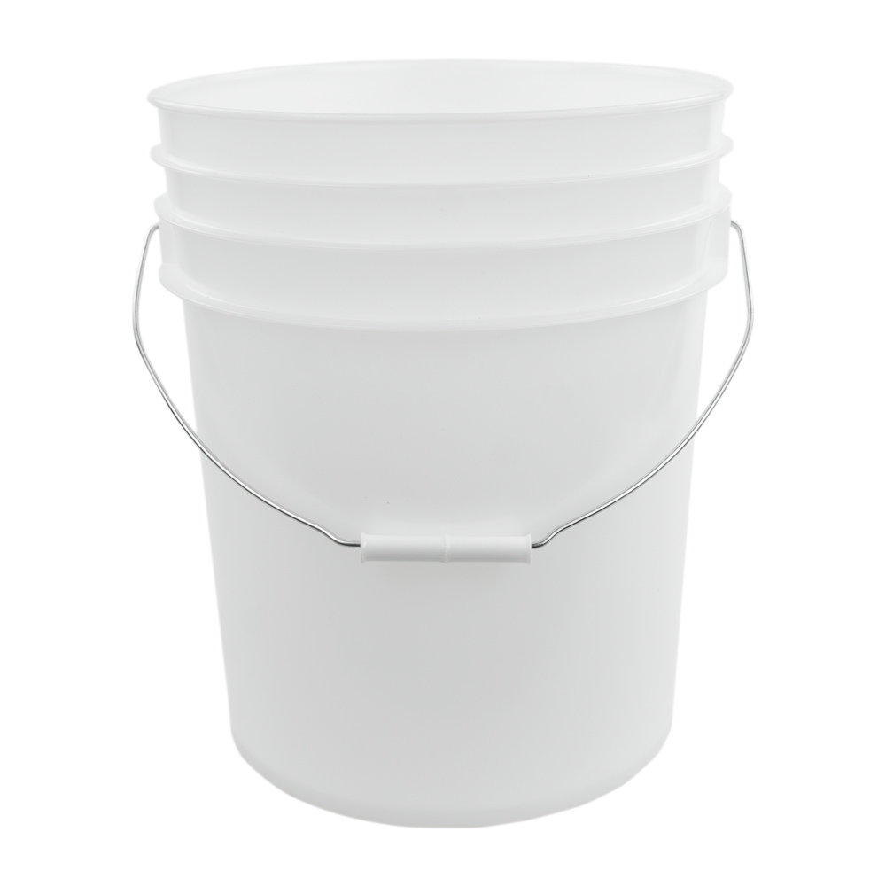 5 Gallon Natural HDPE Premium Round Bucket with Wire Bail Handle