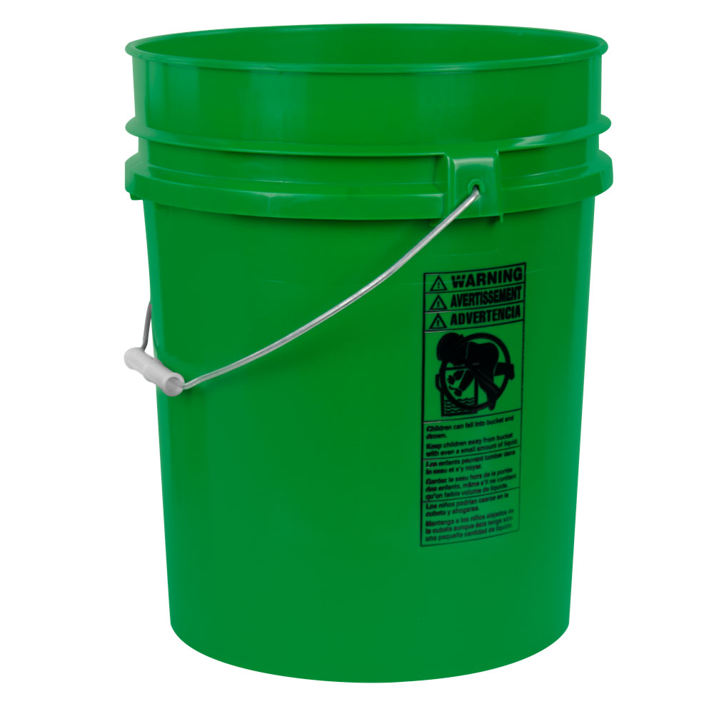 51/4 Gallon Green HDPE Premium Round Bucket with Wire Bail Handle
