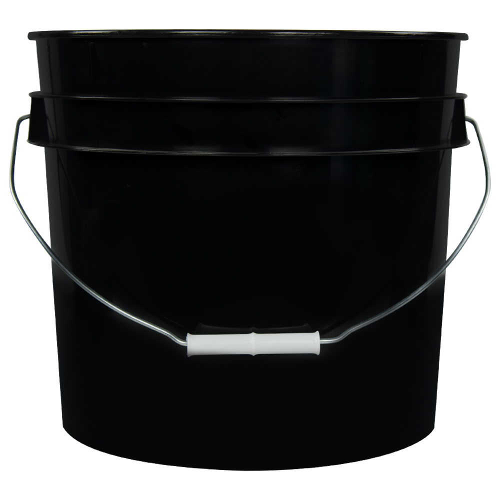 31/2 Gallon Black HDPE Economy Round Bucket with Wire Bail Handle & Plastic Hand Grip (Lid sold