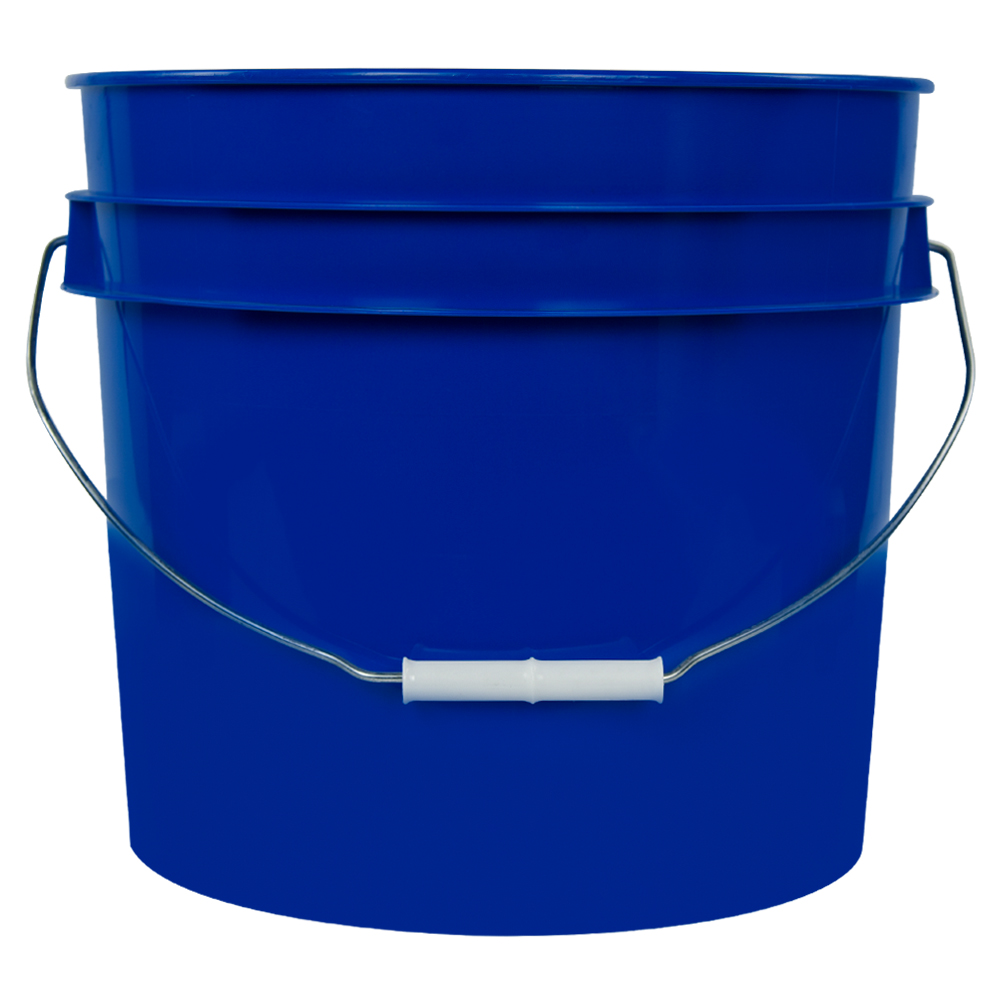 31/2 Gallon Blue HDPE Economy Round Bucket with Wire Bail Handle & Plastic Hand Grip (Lid sold