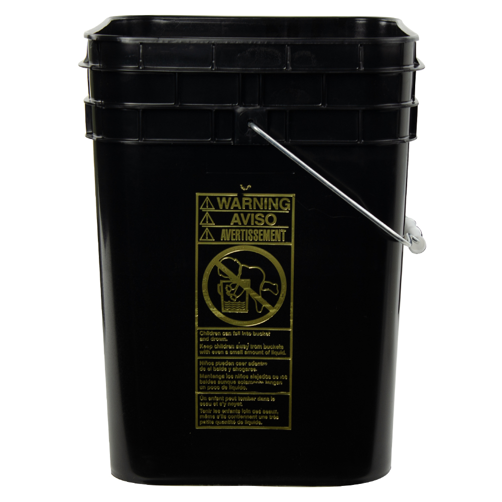 4 Gallon Black HDPE Square Bucket (Lid Sold Separately) U.S. Plastic