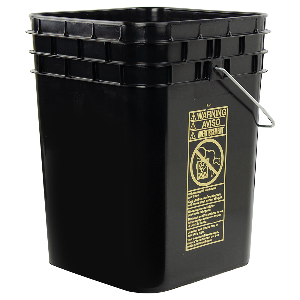 4 Gallon Black HDPE Square Bucket (Lid Sold Separately) U.S. Plastic